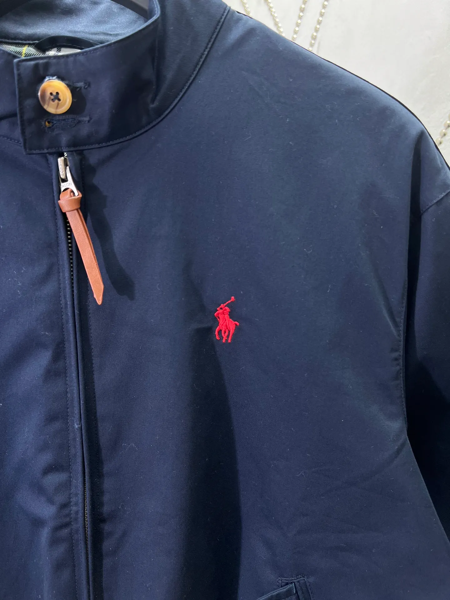 P550 Polo 25ss new solid color stand collar zipper long sleeve jacket men's navy blue code number: S.M.L.XL.XXL.